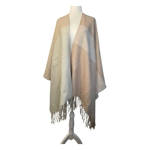 Soia & Kyo Miku-S Scarfigan Pastel Pink Cream Colorblock Knit One Size OS - Picture 2 of 8